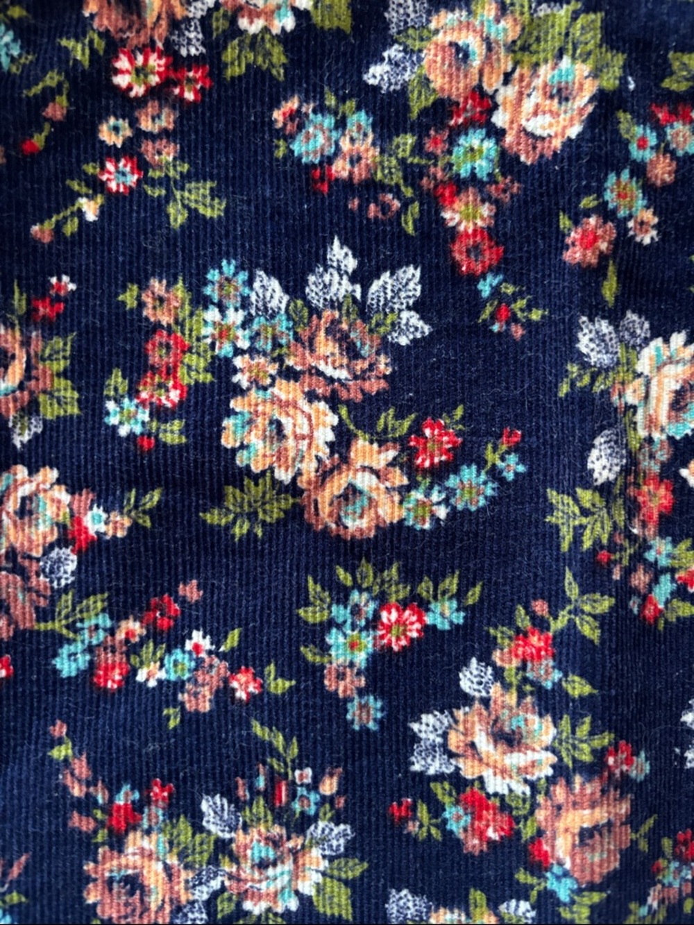 Floral Navy Corduroy Tote Bag - Picture 6 of 7